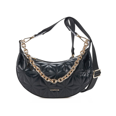 Verde Γυναικεία Τσάντα Χιαστί 16-7368 Μαύρο